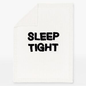 NWT Pottery Barn White Knit Sleep Tight Baby Blanket & swaddle blanket